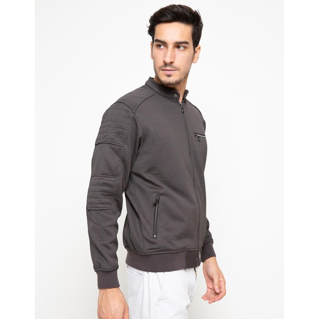 d&f CVC Jaket pria Bomber cut & sewn - Abu tua - Image 2
