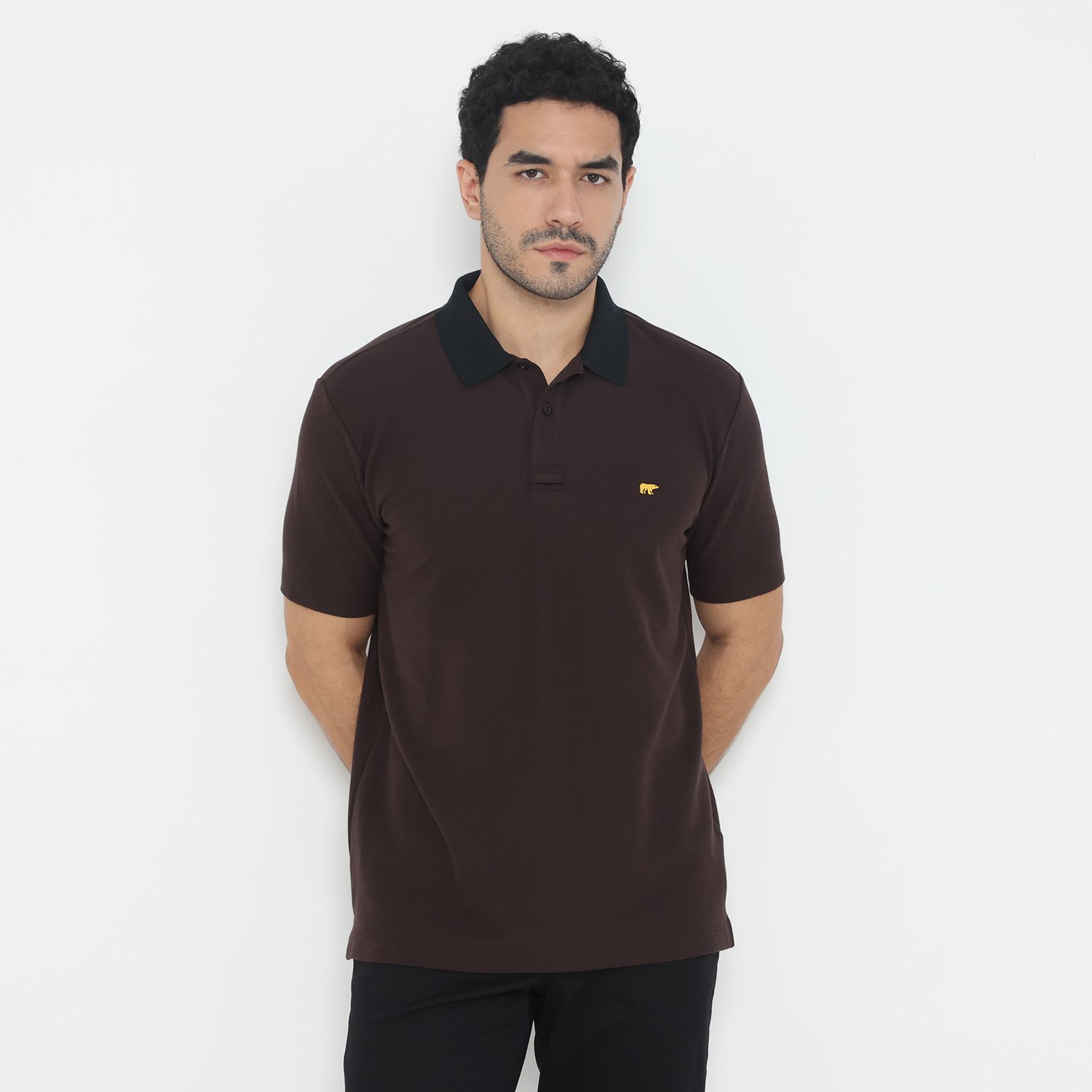 Jack Nicklaus Elantra Polo Shirt Pria Regular Fit Dark Brown