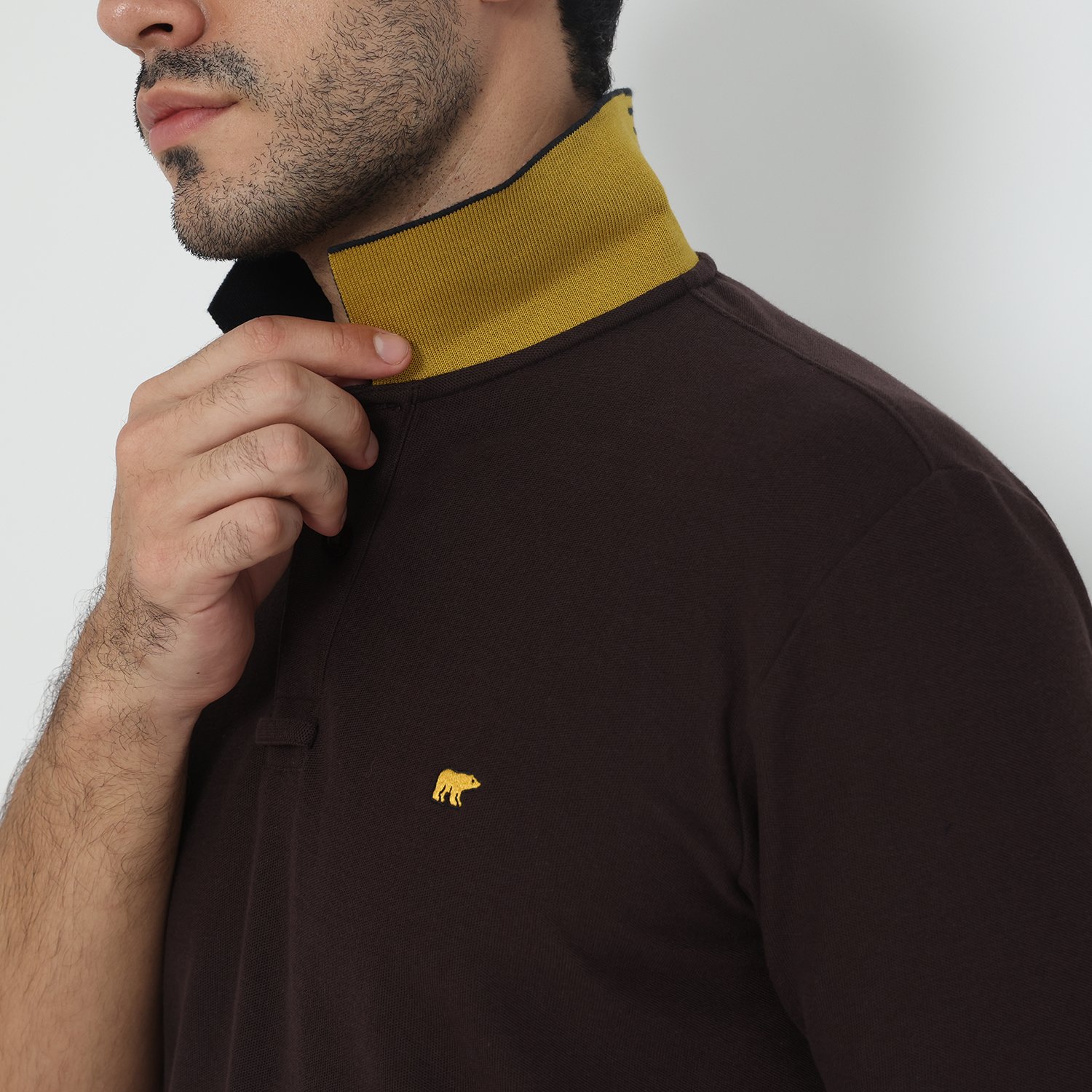 Jack Nicklaus Elantra Polo Shirt Pria Regular Fit Dark Brown - Image 4