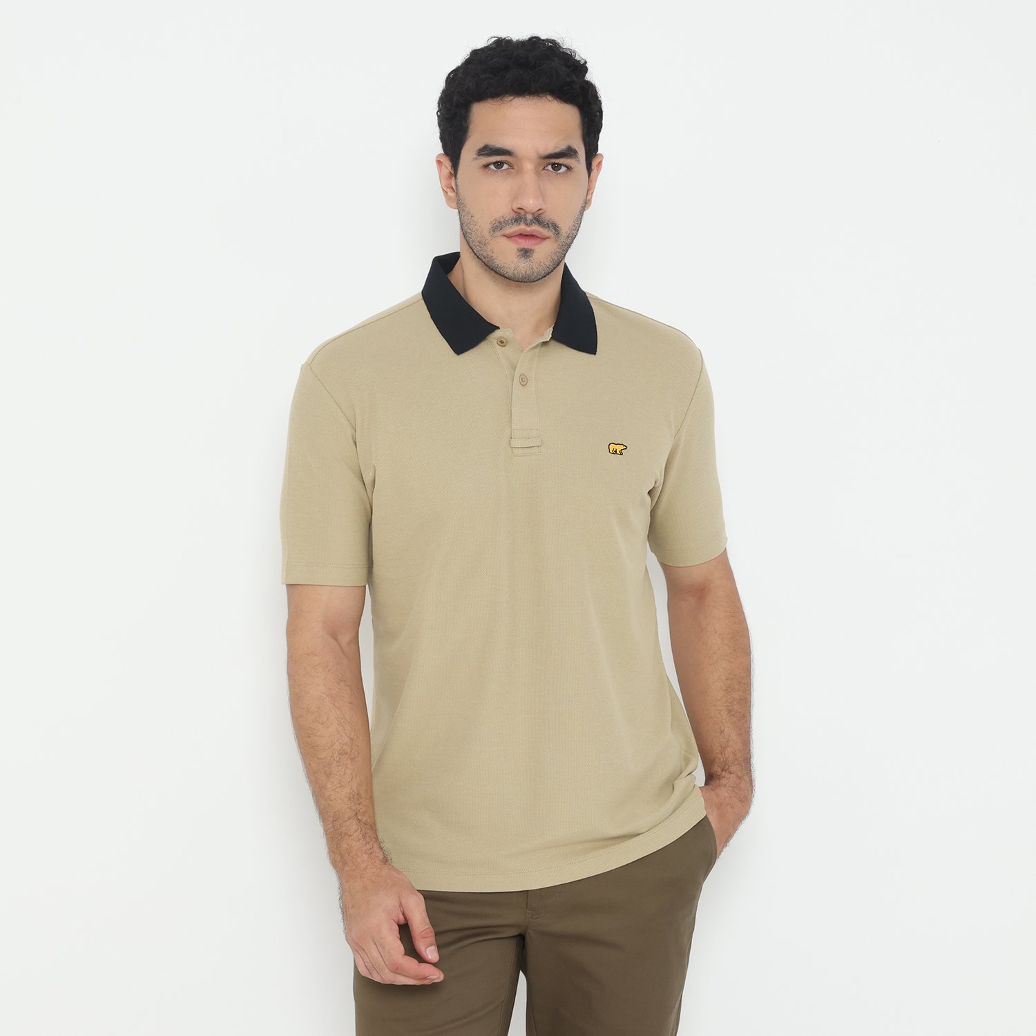 Jack Nicklaus Elantra Polo Shirt Pria Regular Fit Khaki