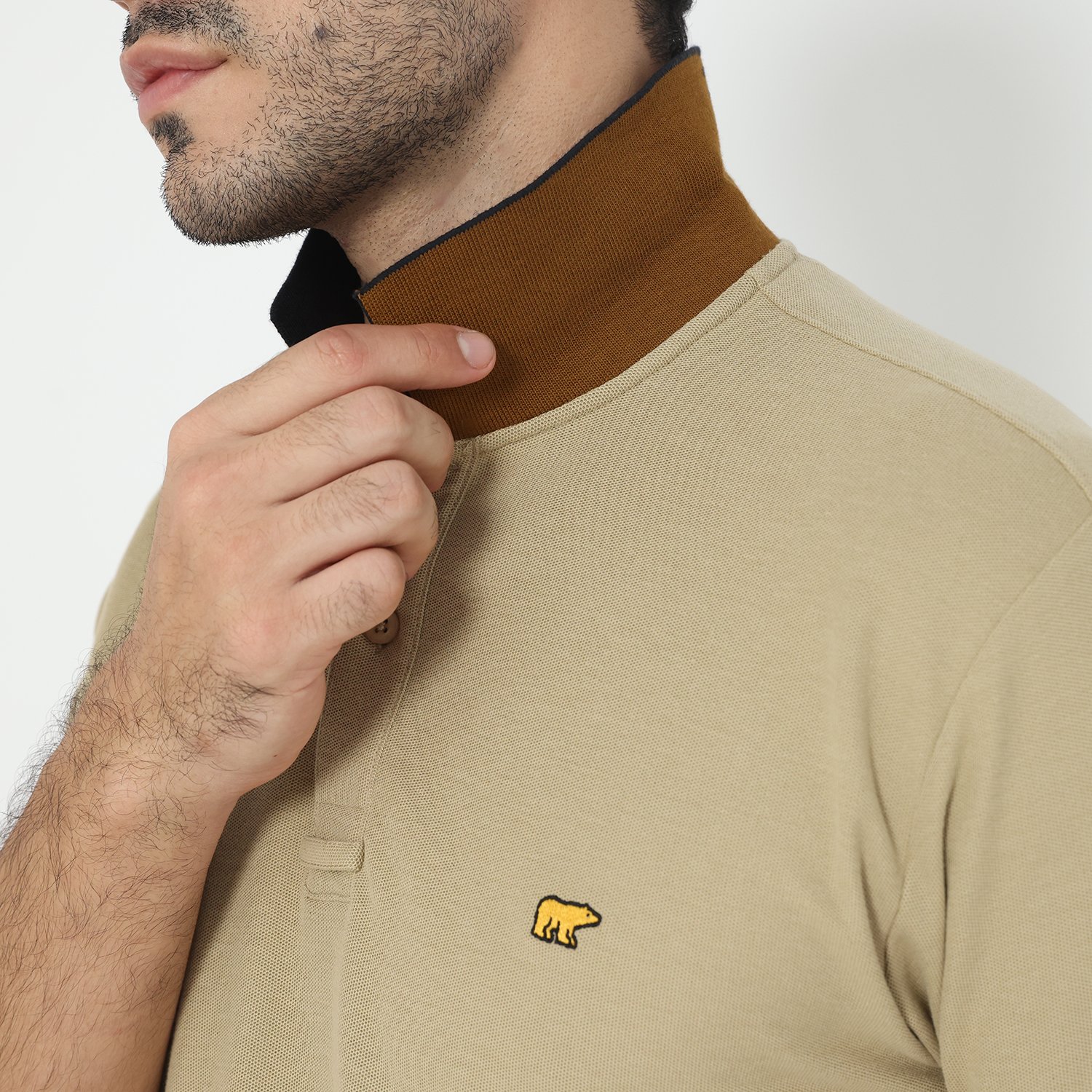 Jack Nicklaus Elantra Polo Shirt Pria Regular Fit Khaki - Image 5