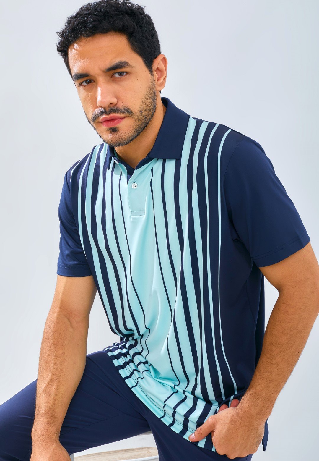 Jack Nicklaus Noto Premium Vertical Stripe Polo Regular Fit Sea Front - Image 6