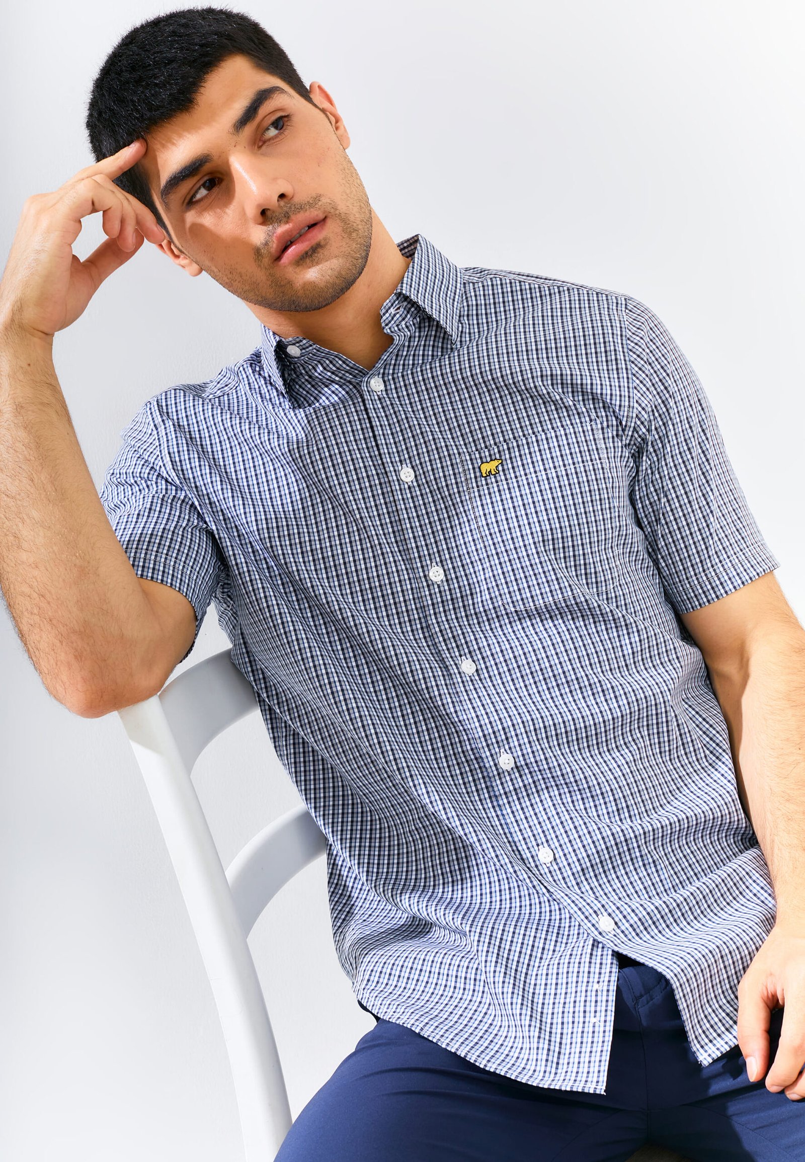 Jack Nicklaus Dario Harrow Plaid Short Sleeve Silver Taupe - Image 6
