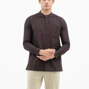 Jack Nicklaus Jet Set Kemeja Pria Lengan Panjang Slim Fit Dark Brown