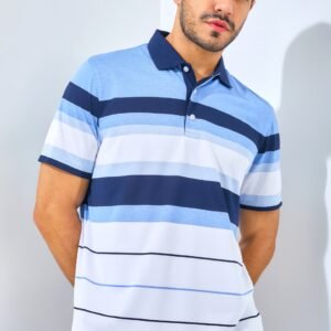 Jack Nicklaus Falcone Premium Bold Chest Stripe Polo Blue Robin