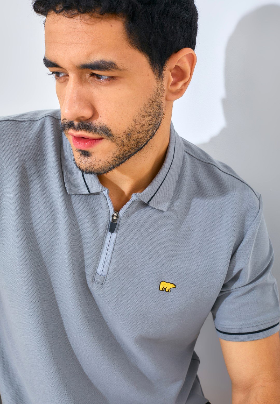 Jack Nicklaus Opera Polo Shirt Pria Regular Fit Monument Grey - Image 6