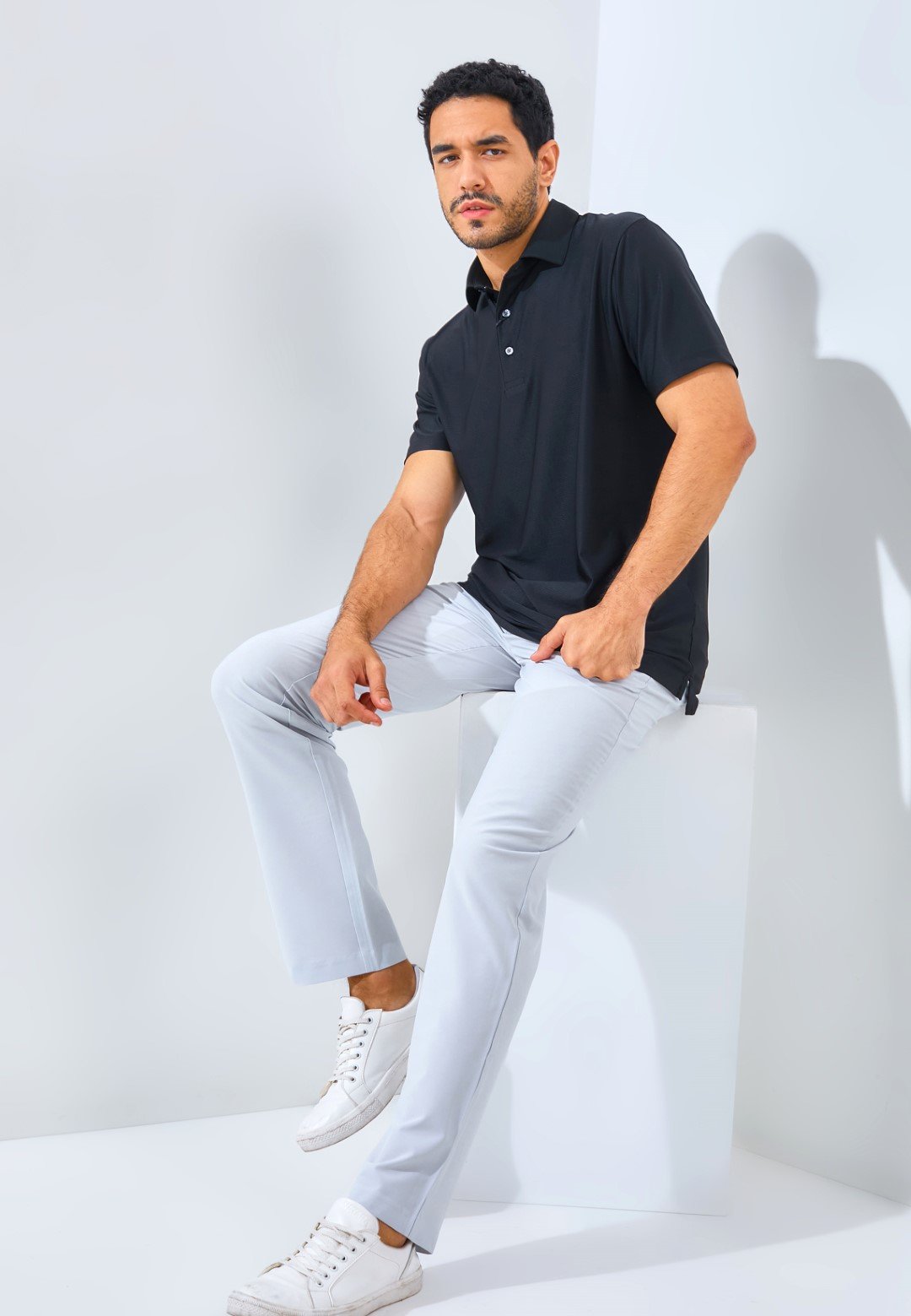 Jack Nicklaus Sicily Premium Solid Stripe Polo Caviar - Image 5