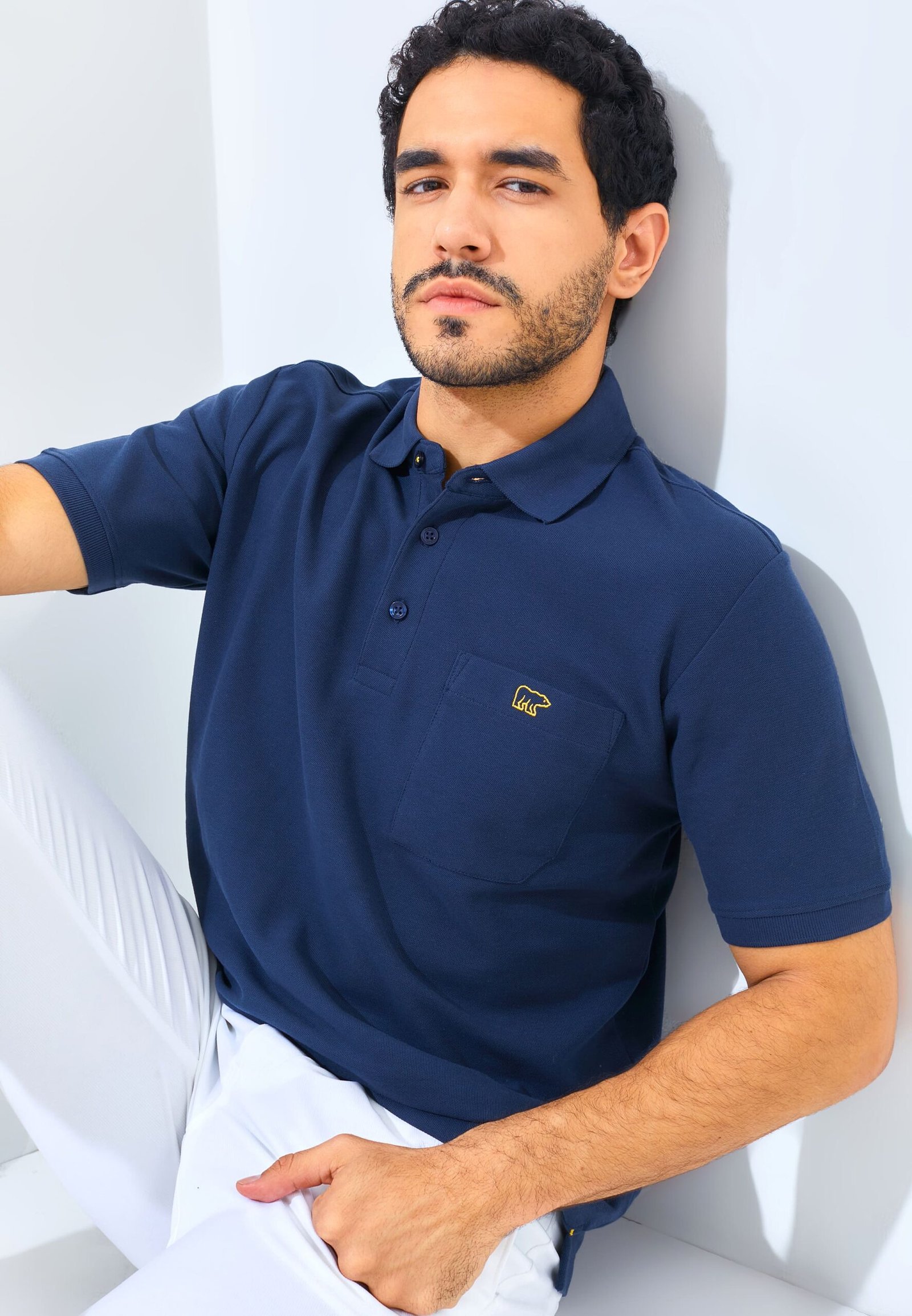Jack Nicklaus Gallant Polo Shirt Pria Regular Fit Navy - Image 5