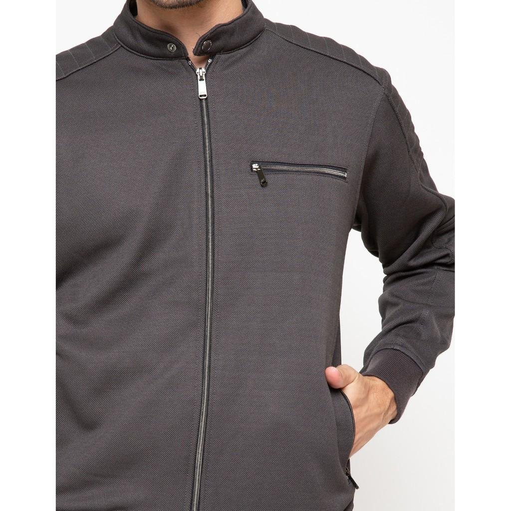 d&f CVC Jaket pria Bomber cut & sewn - Abu tua - Image 3