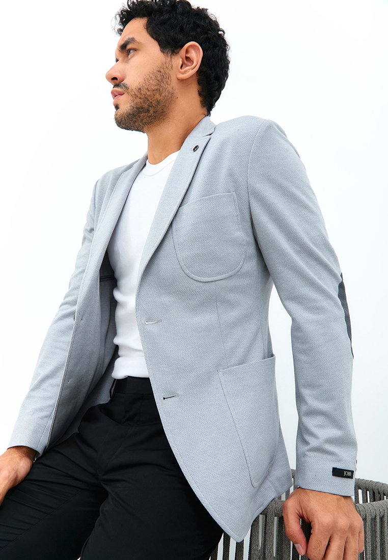 Jobb Alvord-T2 Blazer Pria Slim Fit Light Grey - Image 5