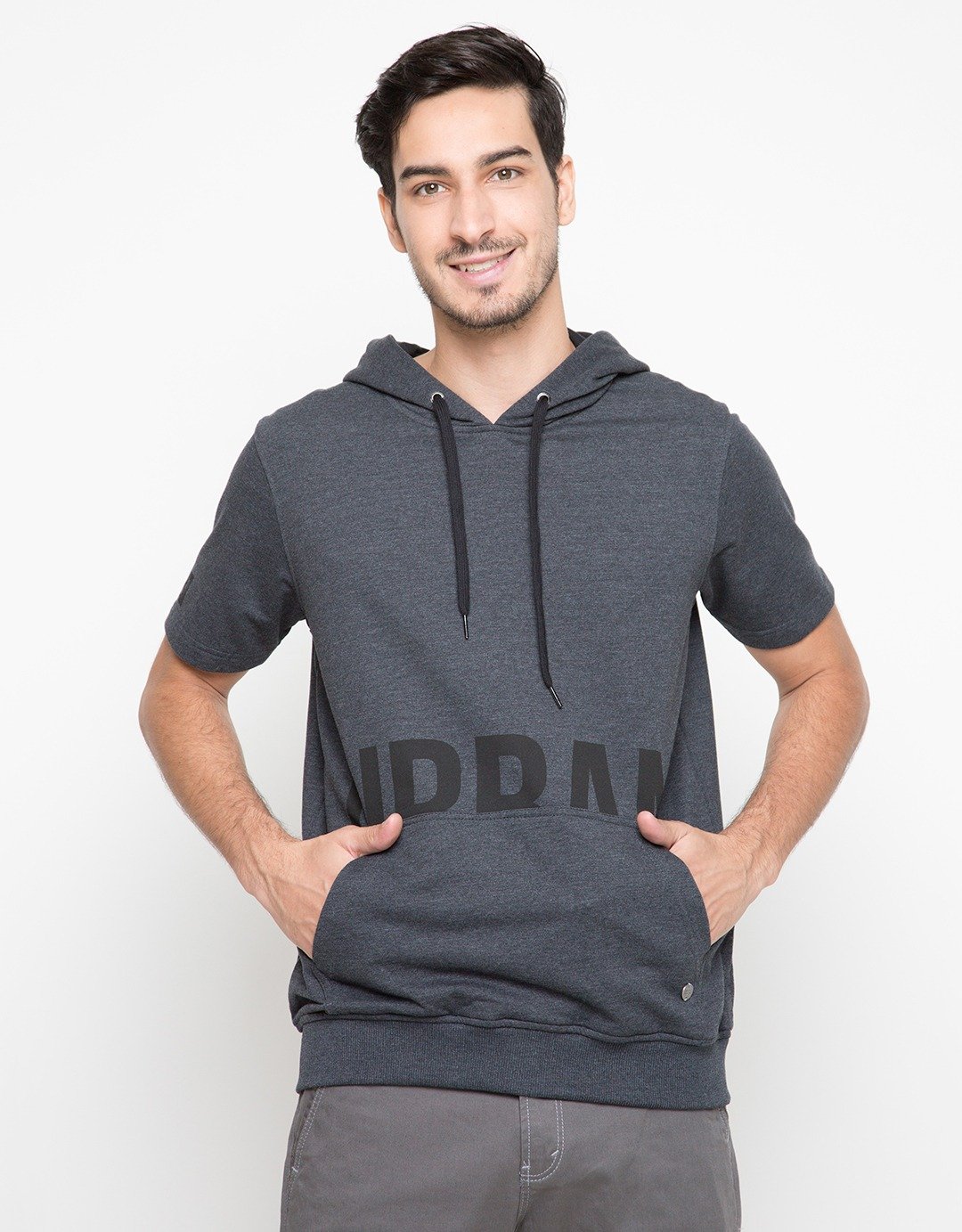 d&f Sweatshirt Hoodie Lengan Pendek Urban - Grey