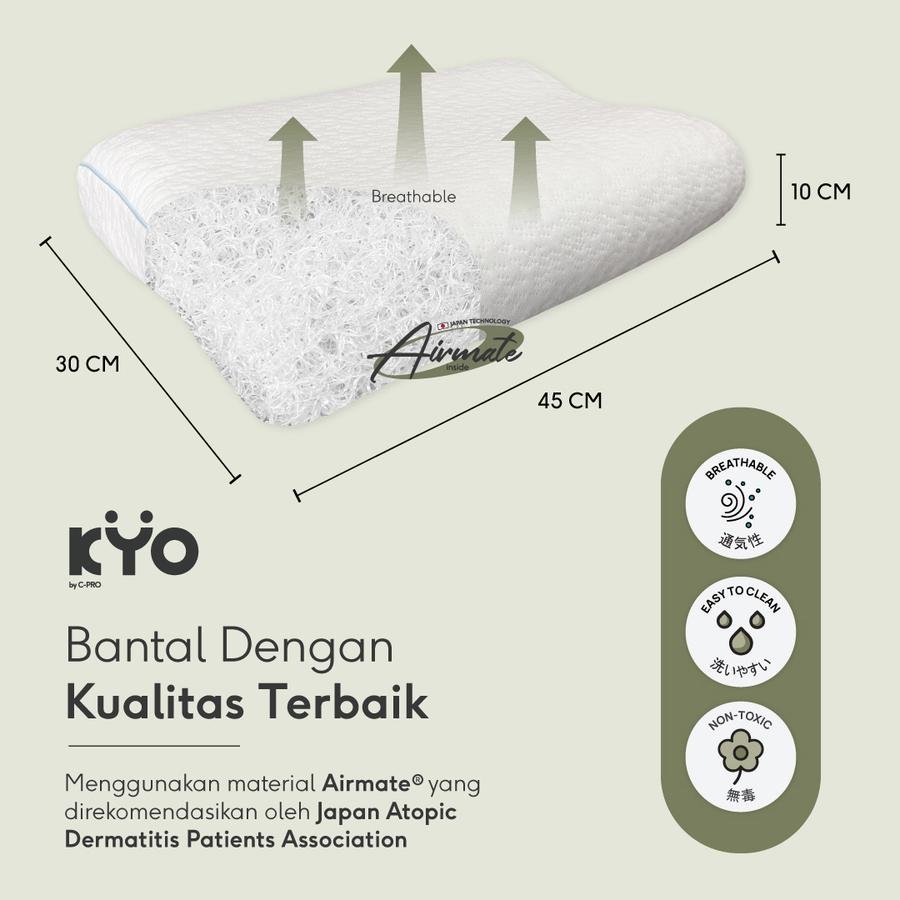 KYO Knot Your Ordinary Ergonomic Airmate Pillow Lite / Bantal Bihun / Bantal Anak / Bantal Dewasa / Bantal Tidur / Bantal Ergonomis ( Soft ) - Image 3
