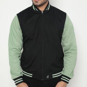 d&f Jaket Bomber Pria - Hitam Hijau Mint