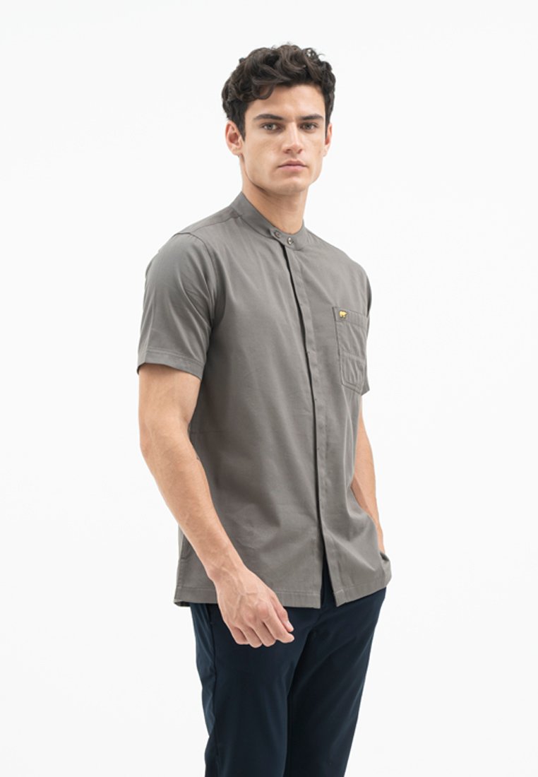 Jack Nicklaus Fortunato Kemeja Pria Lengan Pendek Slim Fit Dark Grey - Image 2