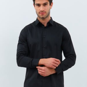 Jobb Calvington Kemeja Pria Lengan Panjang Slim Fit Hitam