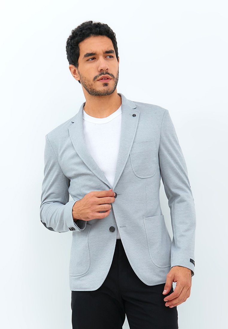 Jobb Alvord-T2 Blazer Pria Slim Fit Light Grey