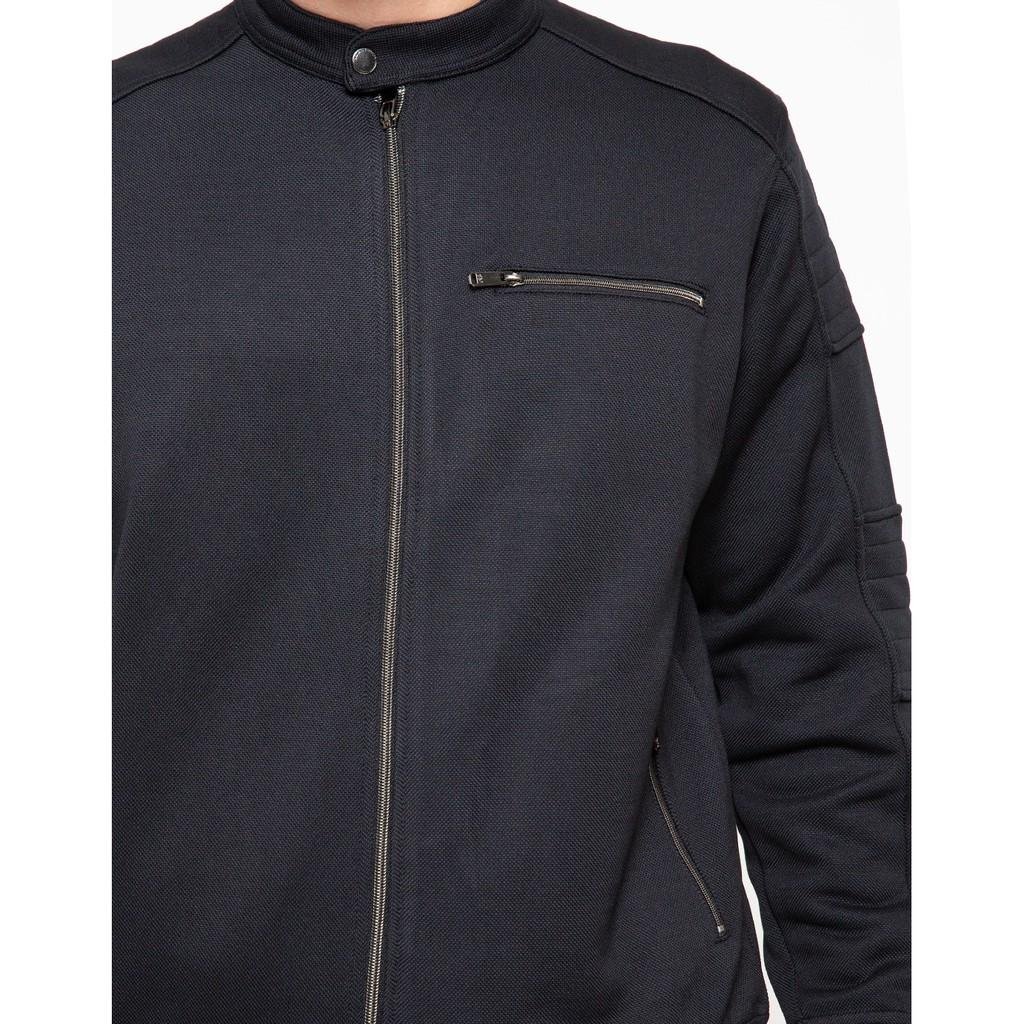 d&f CVC Jaket pria Bomber cut & sewn casual - Hitam - Image 3