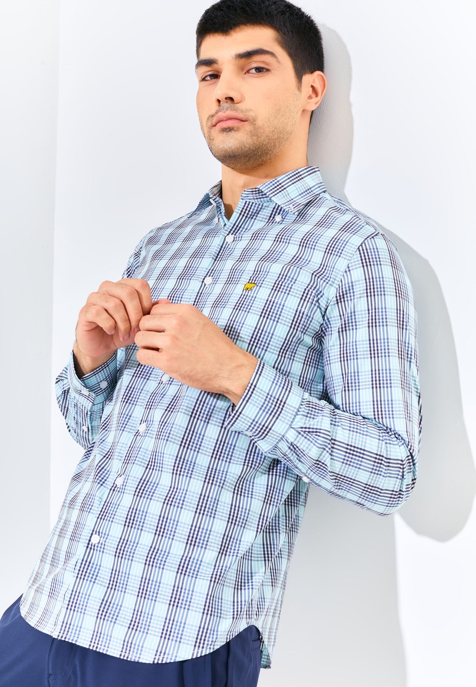 Jack Nicklaus Fraser Knightsbridge Large Check Long Sleeve Sea Foam - Image 3