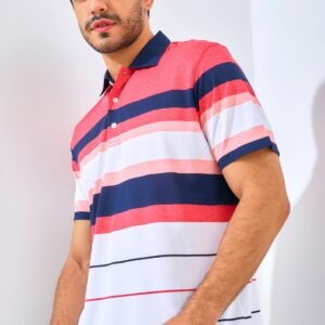 Jack Nicklaus Falcone Premium Bold Chest Stripe Polo Sporting Coral