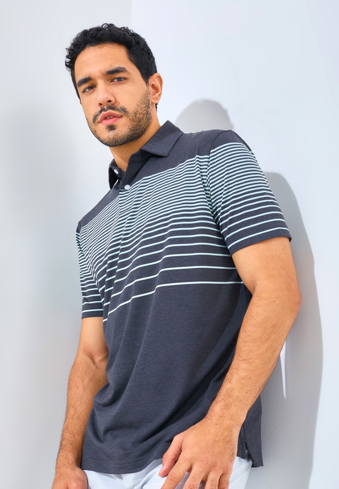 Jack Nicklaus Monreale Premium Fine Chest Stripe Polo Regular Fit Caviar
