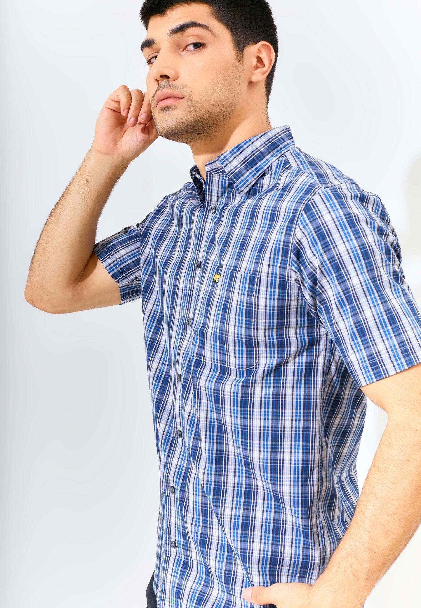 Jack Nicklaus Arturo Chelsea Plaid Short Sleeve Classic Navy - Image 3