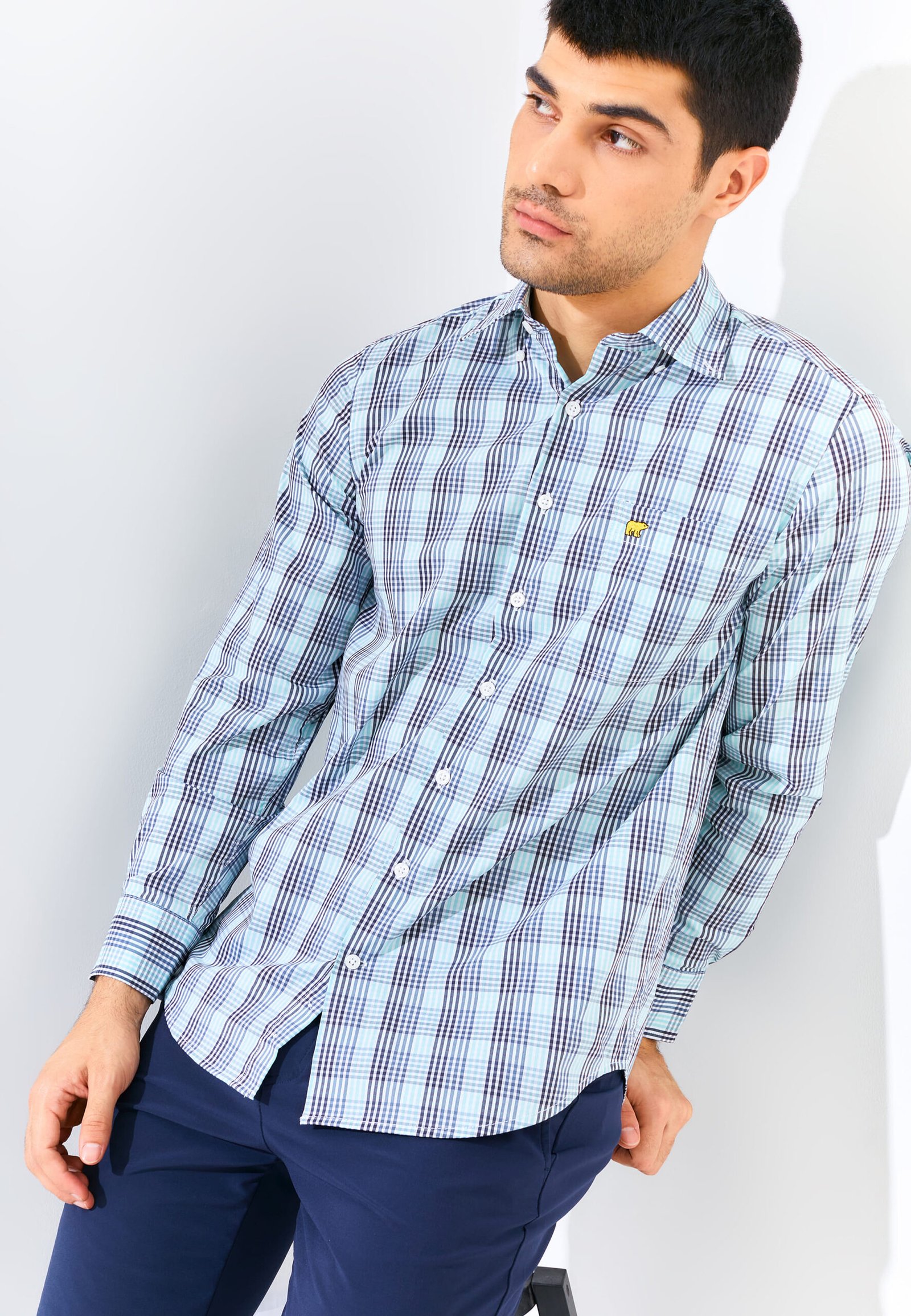 Jack Nicklaus Fraser Knightsbridge Large Check Long Sleeve Sea Foam - Image 5