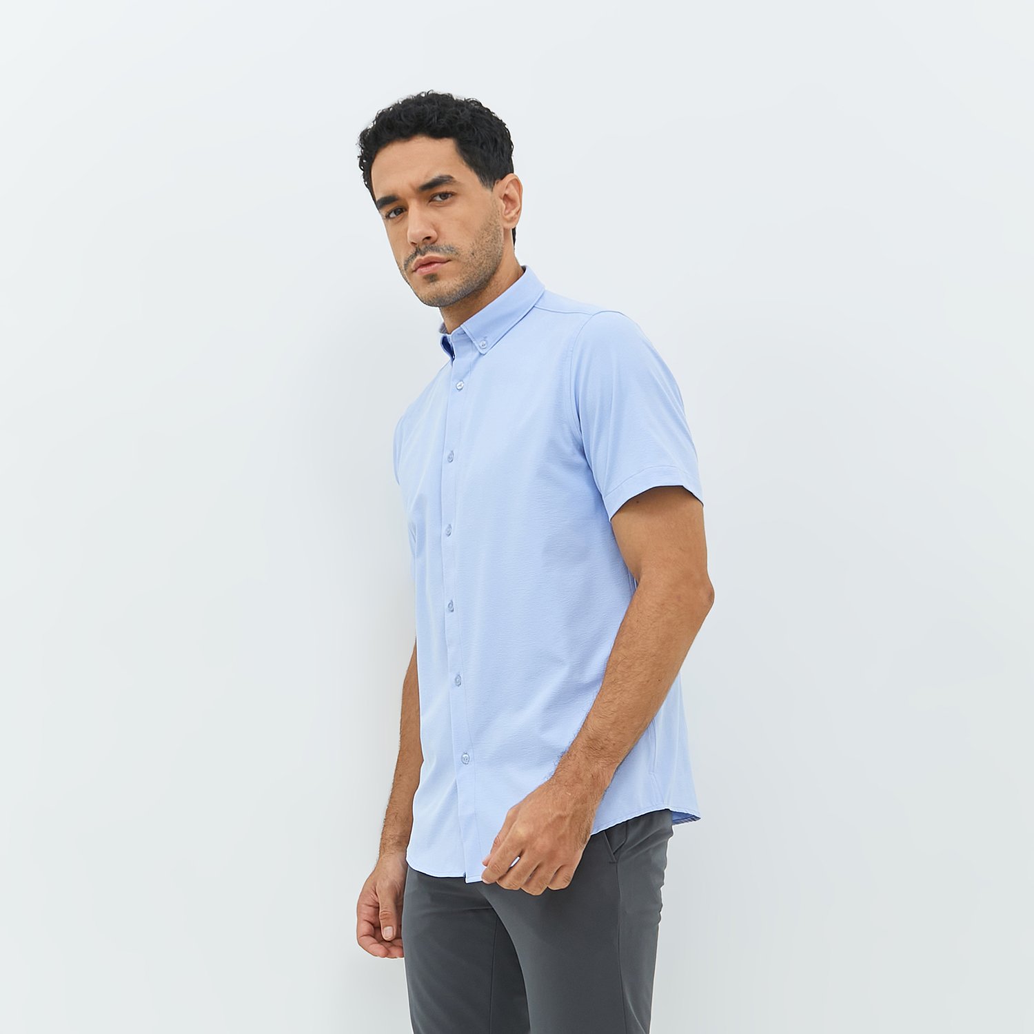 Jobb Elton Kemeja Pria Lengan Pendek Slim Fit Biru - Image 2