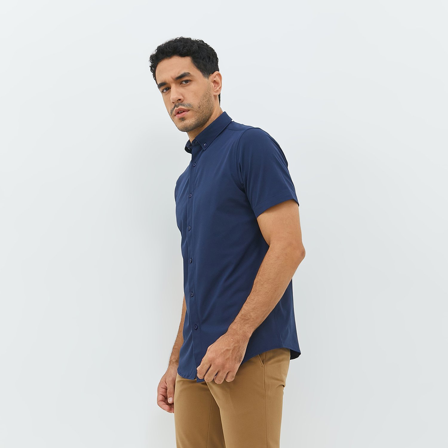 Jobb Elton Kemeja Pria Lengan Pendek Slim Fit Navy - Image 2