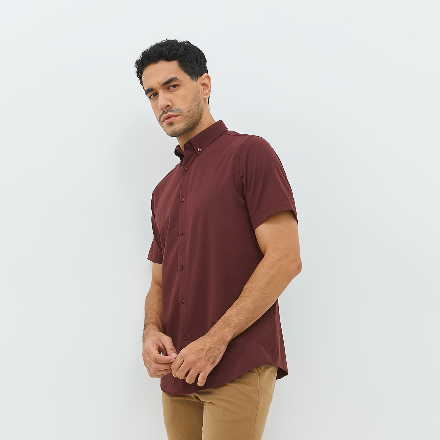 Jobb Elton Kemeja Pria Lengan Pendek Slim Fit Wine - Image 2