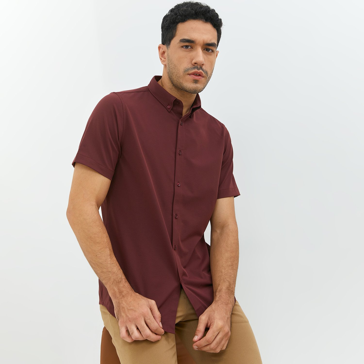 Jobb Elton Kemeja Pria Lengan Pendek Slim Fit Wine - Image 3