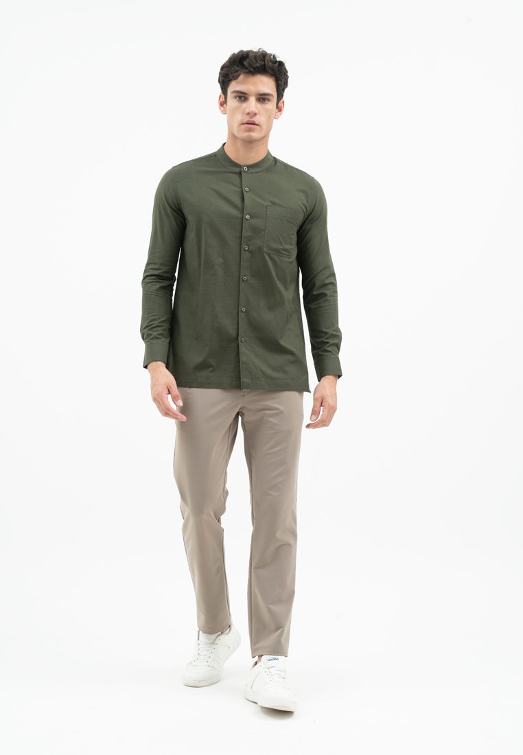 Jack Nicklaus Jet Set Kemeja Pria Lengan Panjang Slim Fit Army Green - Image 5