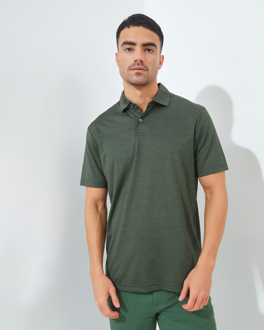 Jack Nicklaus Fourseasons Premium Tonal Two Color Solid Polo Olive Shadow