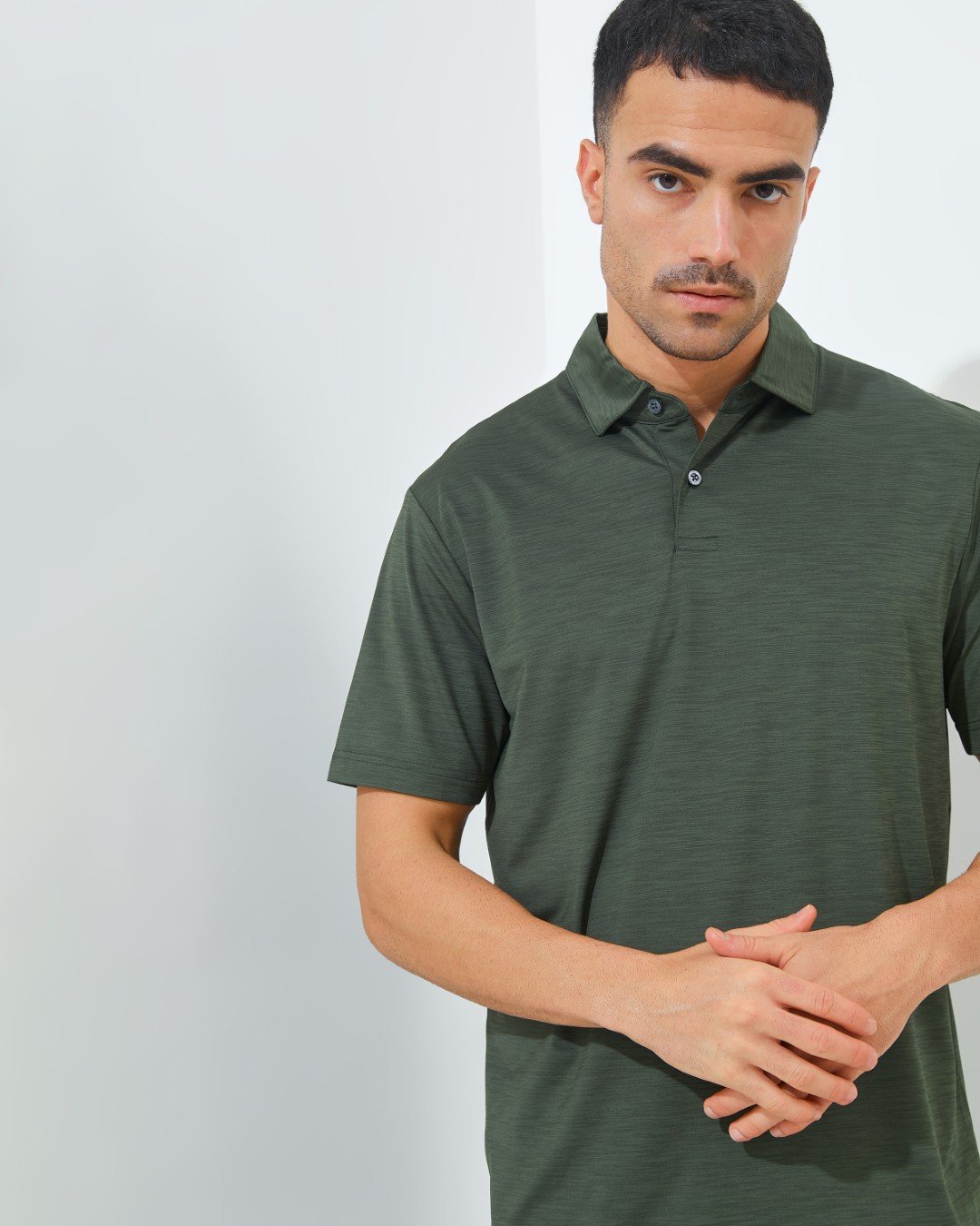 Jack Nicklaus Fourseasons Premium Tonal Two Color Solid Polo Olive Shadow - Image 4