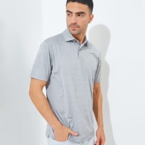 Jack Nicklaus Fourseasons Premium Tonal Two Color Solid Polo Grey Blast