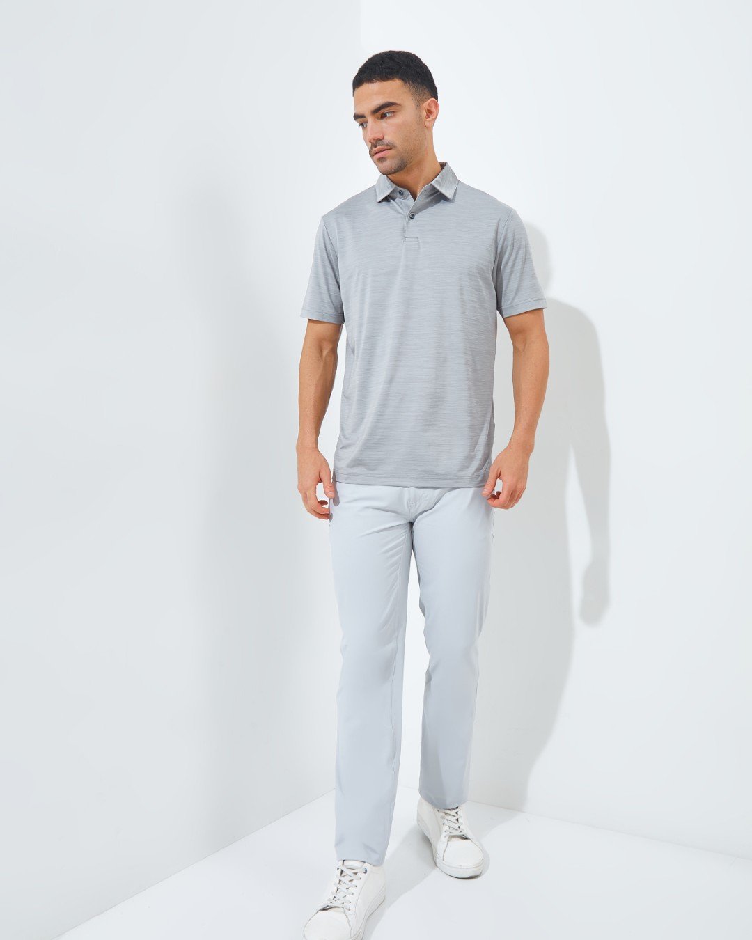 Jack Nicklaus Fourseasons Premium Tonal Two Color Solid Polo Grey Blast - Image 6