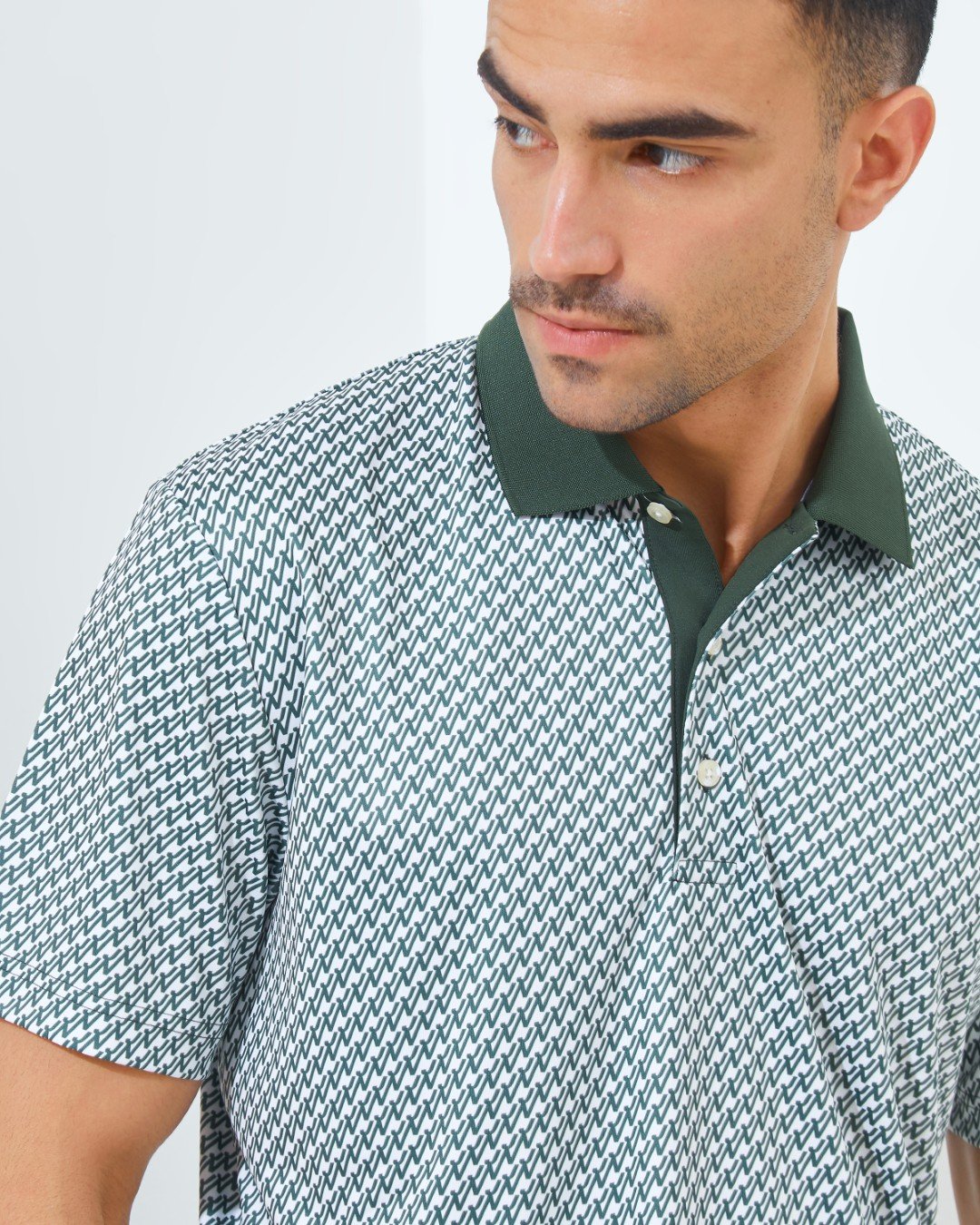 Jack Nicklaus Hennesy Premium All Over Printed Polo Olive Shadow - Image 3