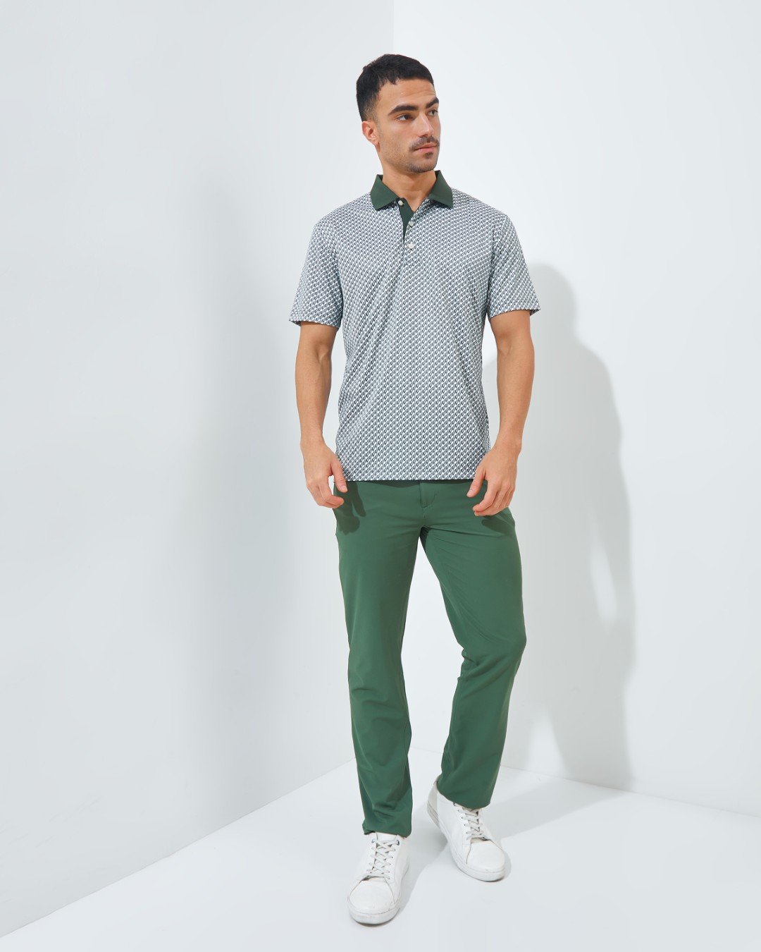 Jack Nicklaus Hennesy Premium All Over Printed Polo Olive Shadow - Image 6