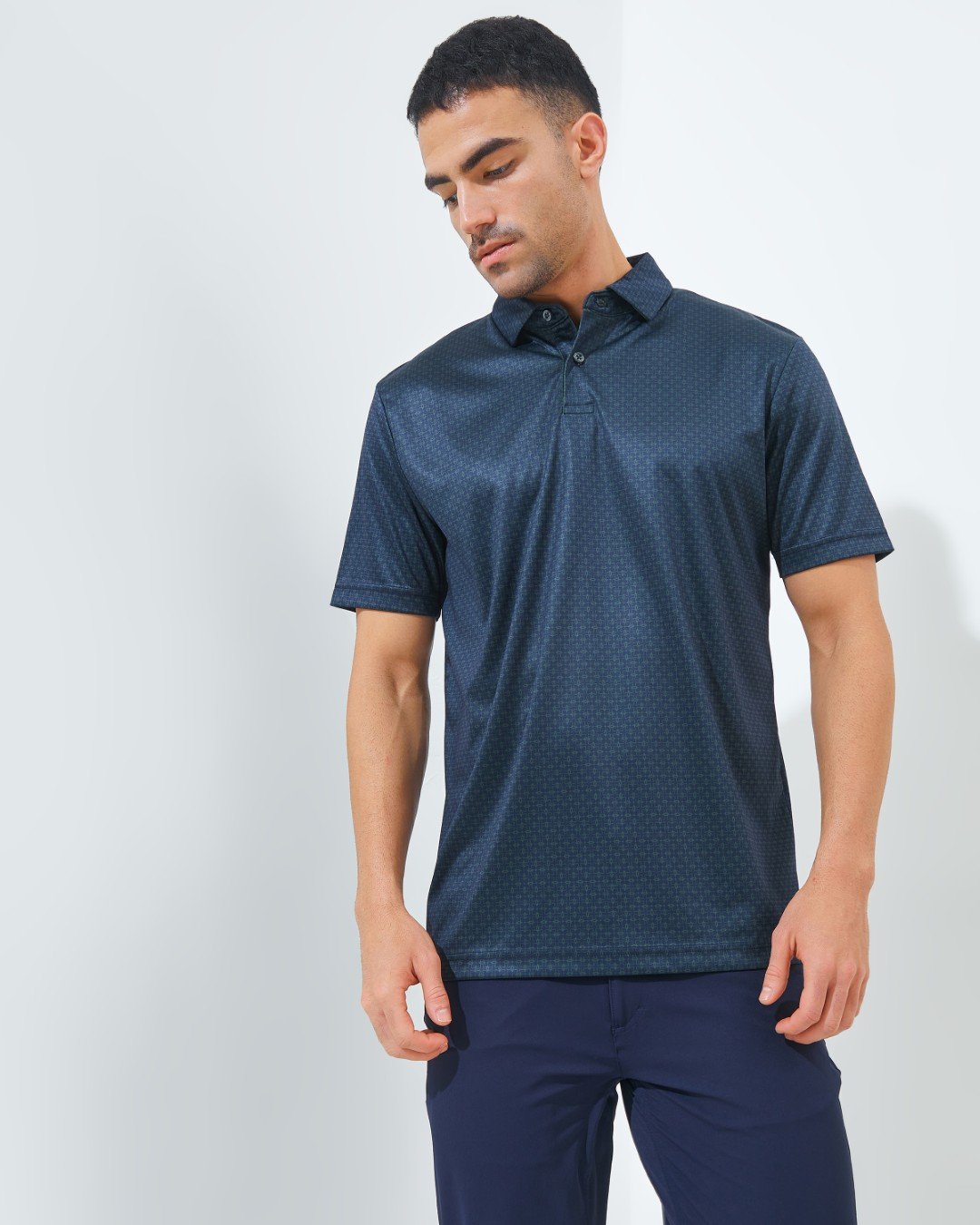 Jack Nicklaus Intercontinental Premium Tile Printed Polo Classic Navy - Image 3