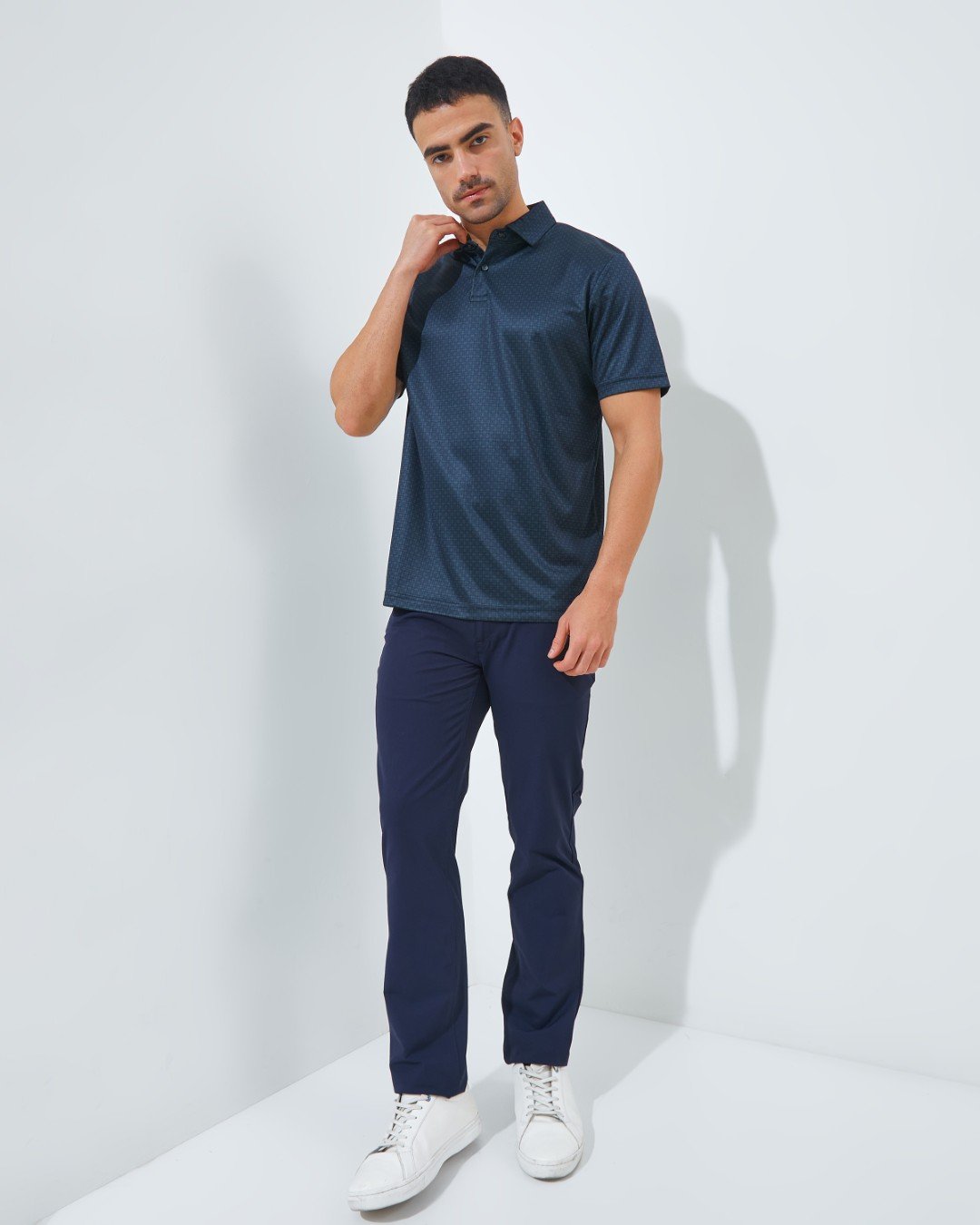 Jack Nicklaus Intercontinental Premium Tile Printed Polo Classic Navy - Image 6