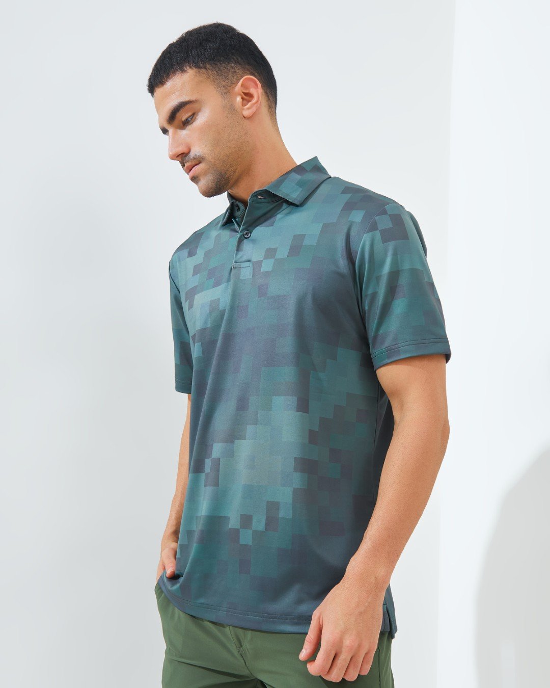 Jack Nicklaus Kowloon Premium Random Print Polo Olive Shadow - Image 2