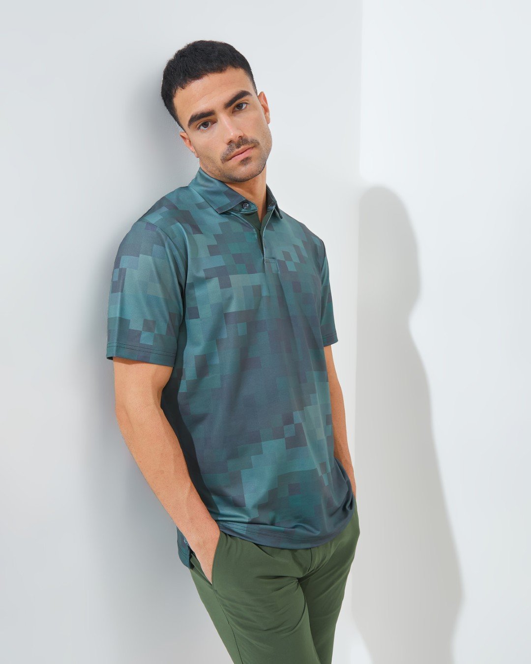 Jack Nicklaus Kowloon Premium Random Print Polo Olive Shadow - Image 6