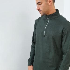 Jack Nicklaus Mandarin Premium Crosshatch Print Polo Olive Shadow