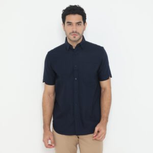 Jack Nicklaus Savoy Kemeja Pria Lengan Pendek Slim Fit Navy