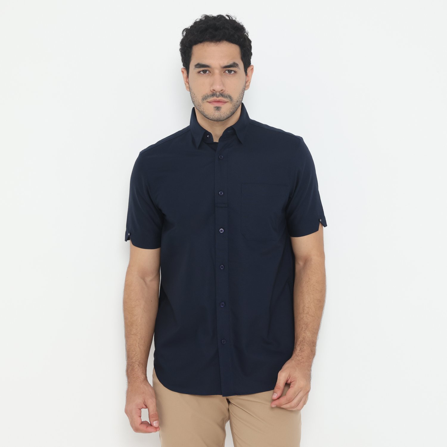 Jack Nicklaus Savoy Kemeja Pria Lengan Pendek Slim Fit Navy