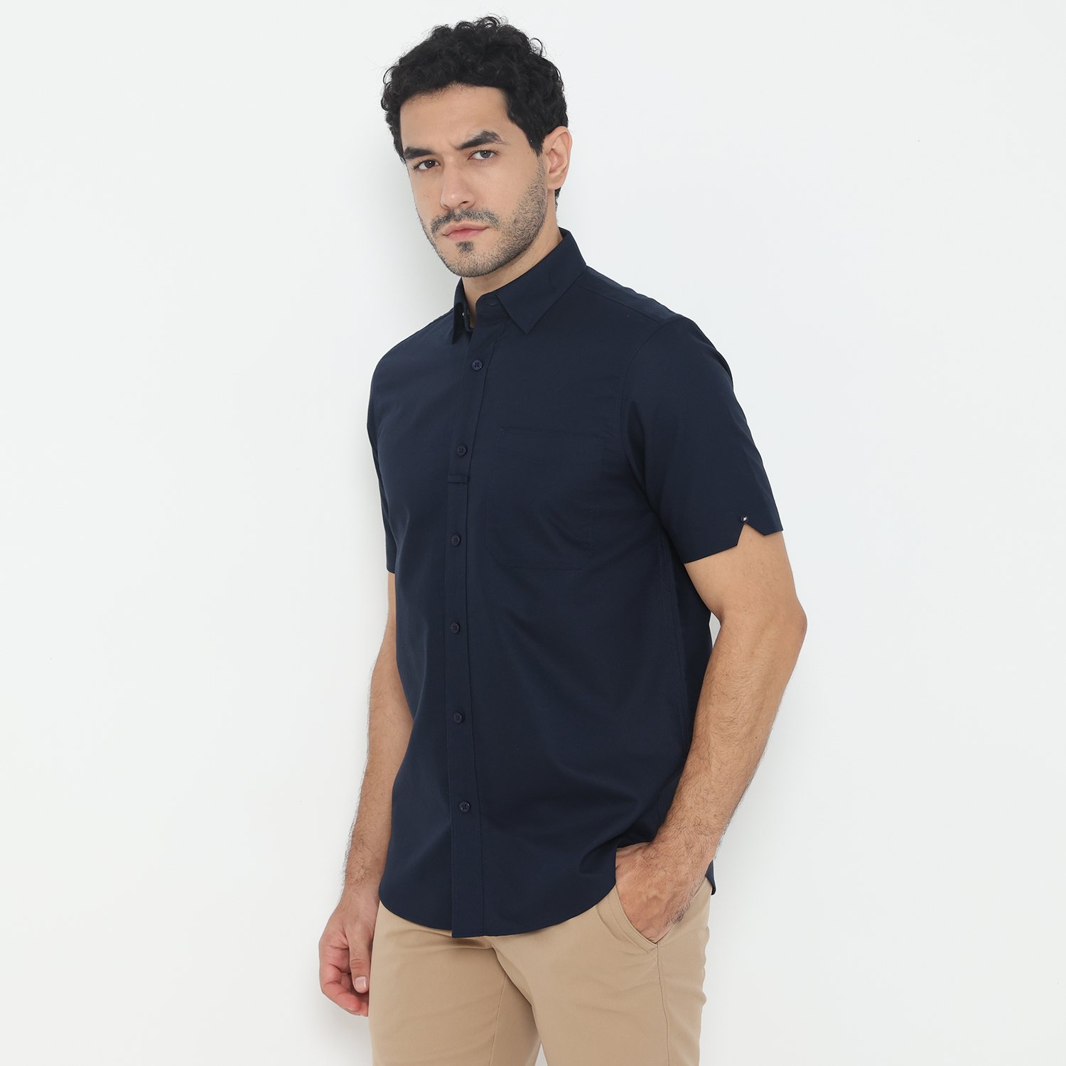 Jack Nicklaus Savoy Kemeja Pria Lengan Pendek Slim Fit Navy - Image 2