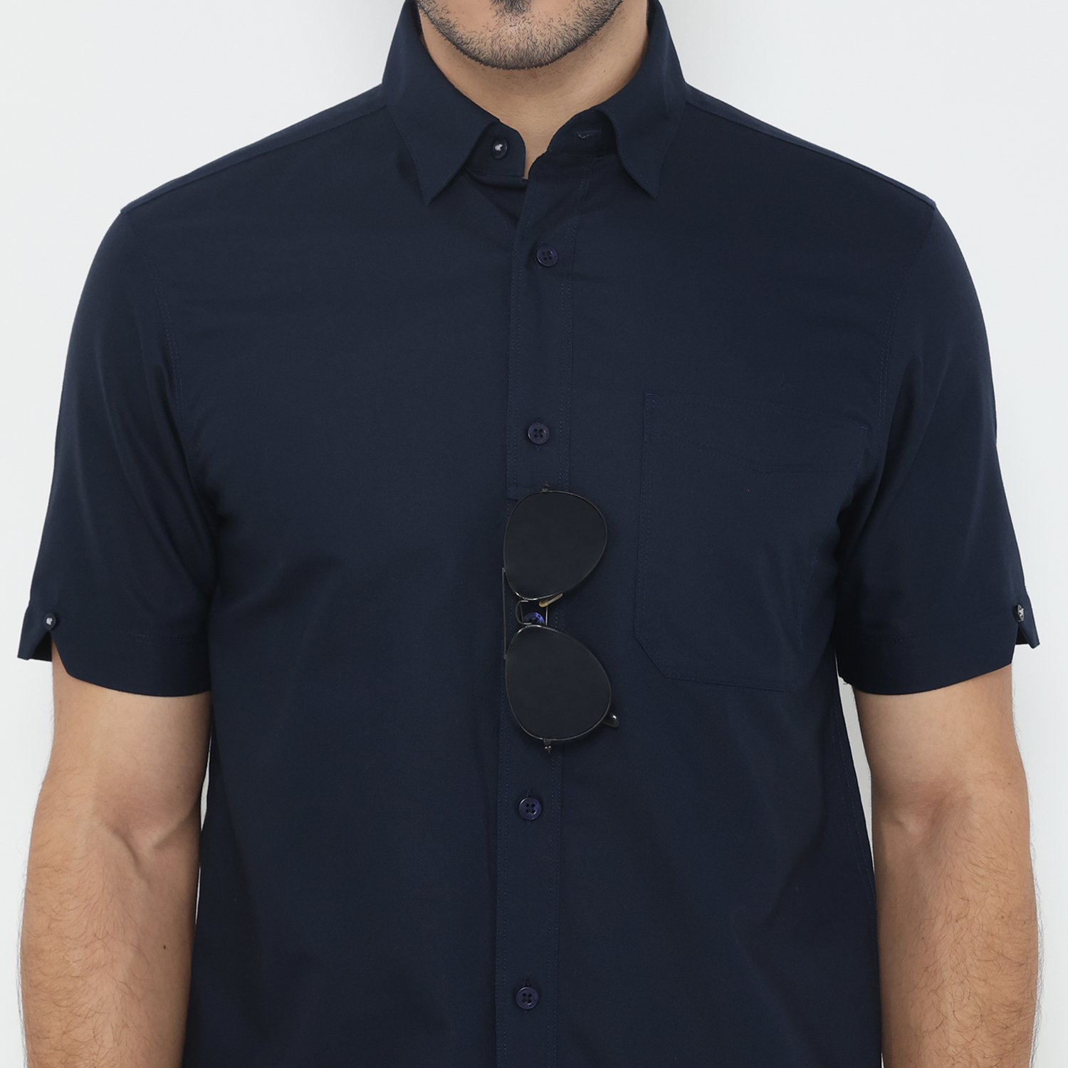 Jack Nicklaus Savoy Kemeja Pria Lengan Pendek Slim Fit Navy - Image 5