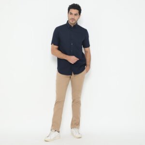 Jack Nicklaus Savoy Kemeja Pria Lengan Pendek Slim Fit Navy