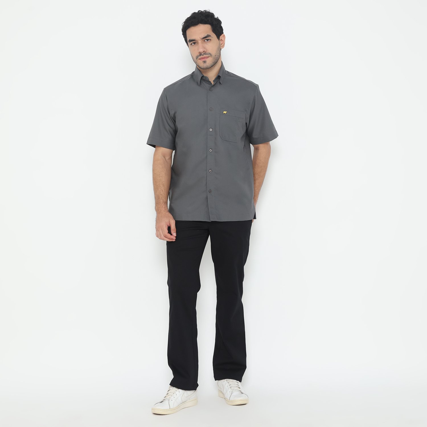 Jack Nicklaus Winter Kemeja Pria Lengan Pendek Regular Fit Dark Grey - Image 4