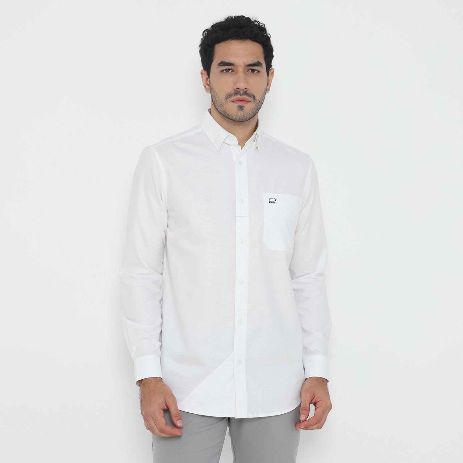 Jack Nicklaus Saunders Kemeja Pria Lengan Panjang Slim Fit Putih