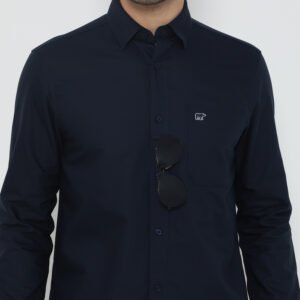 Jack Nicklaus Saunders Kemeja Pria Lengan Panjang Slim Fit Navy